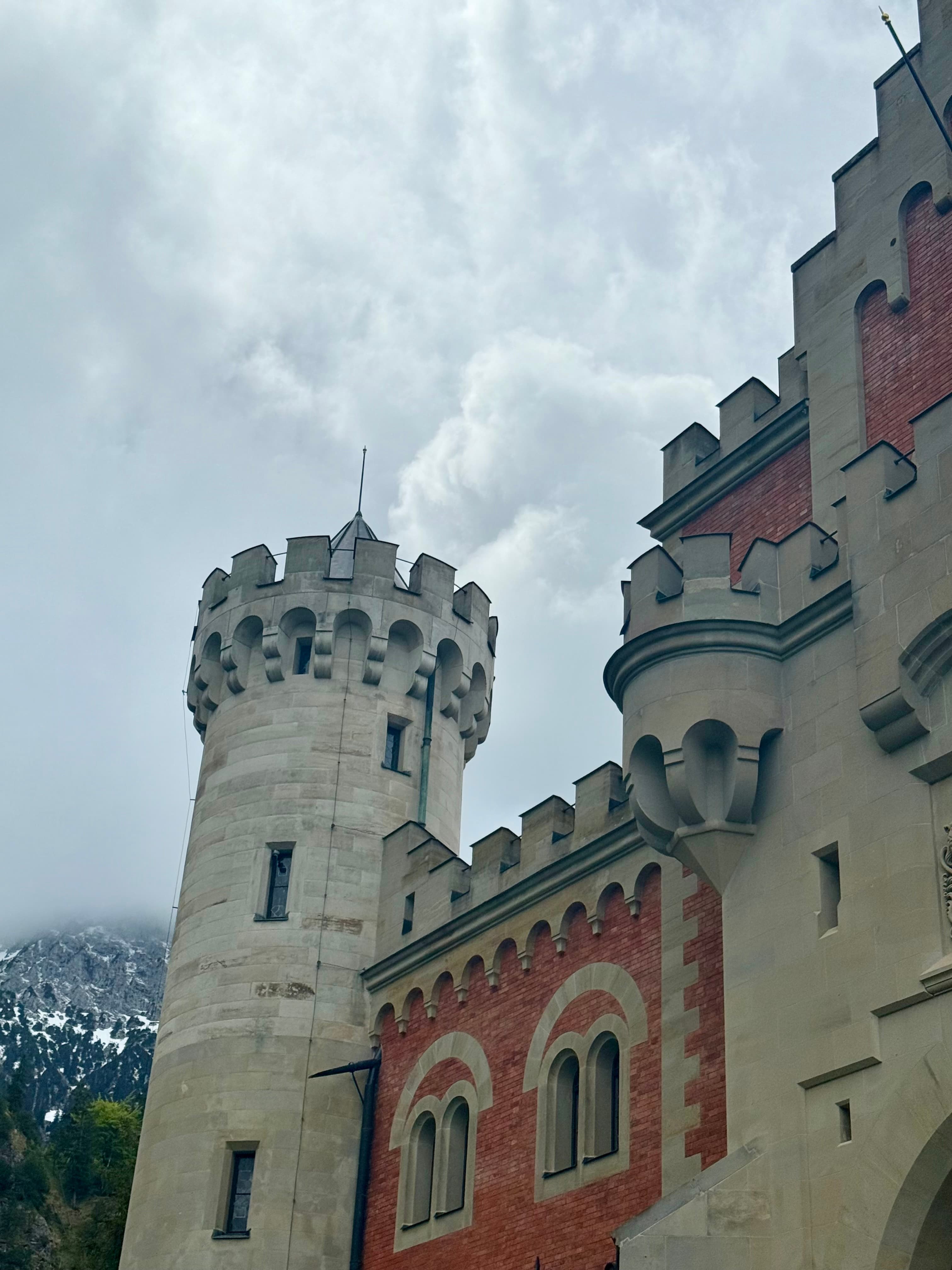Neuschwanstein Castle up close in the Bavarian hills