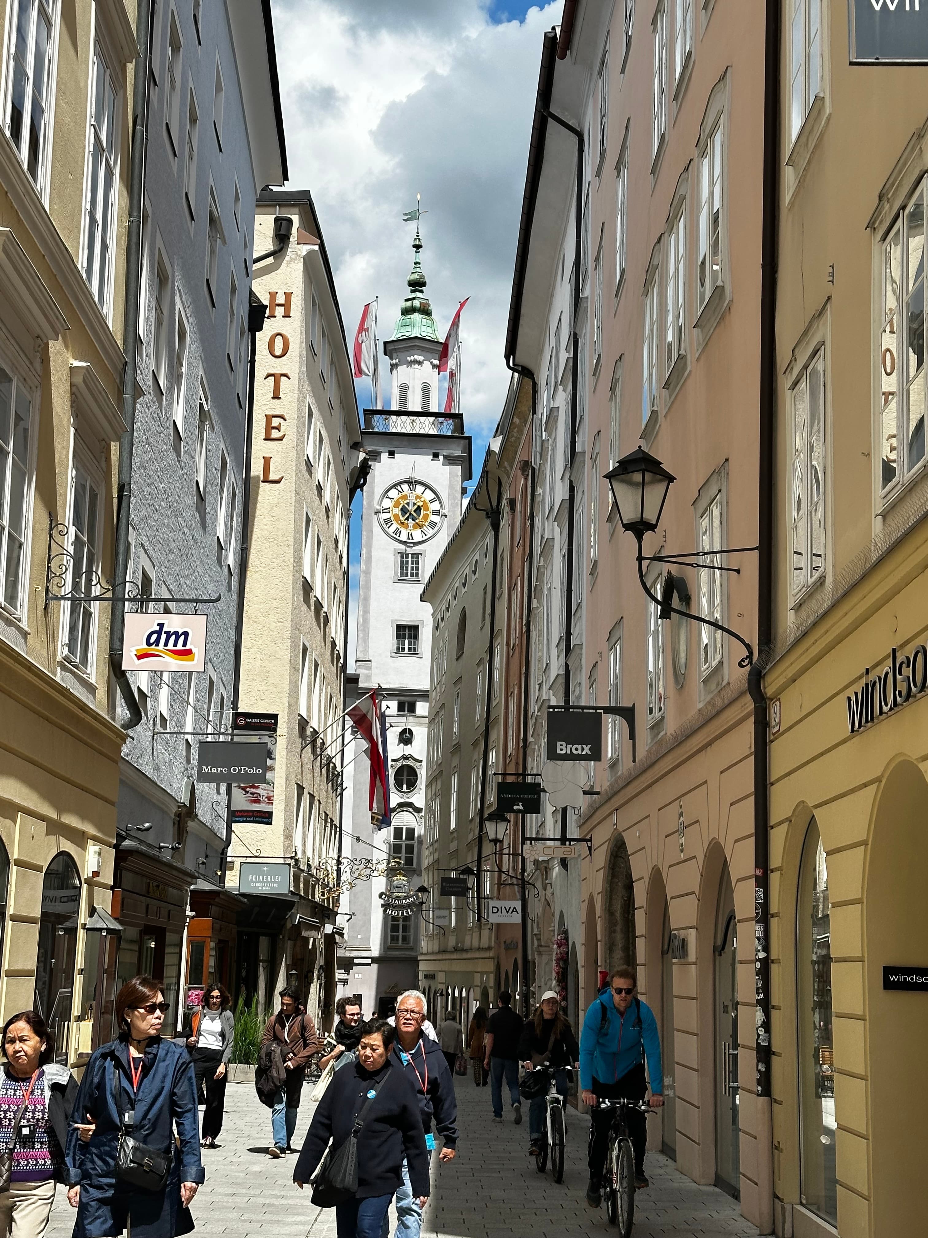 Getreidegasse shop signs in Salzburg old town