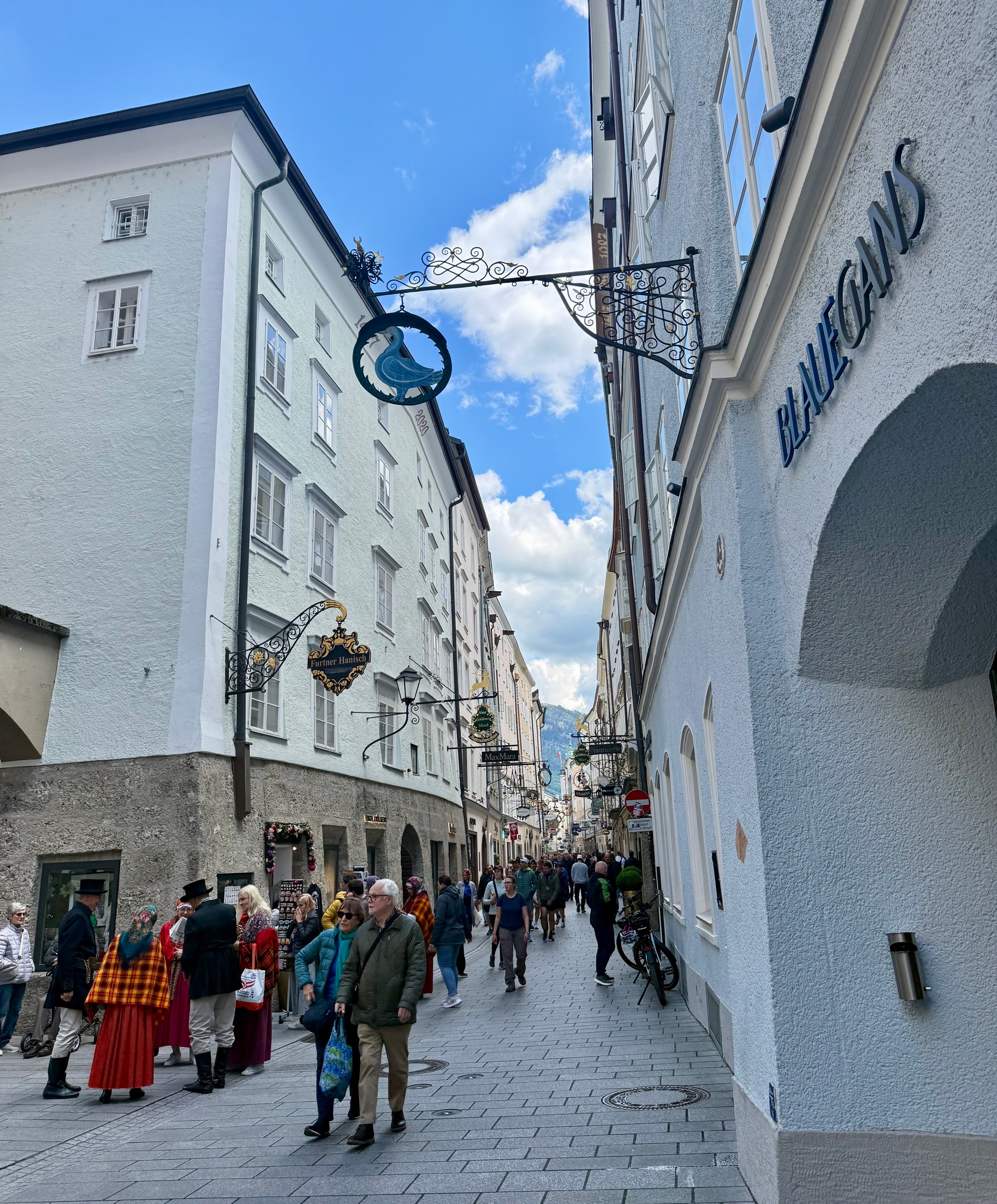 Walking through Salzburg old town on a relaxed day trip