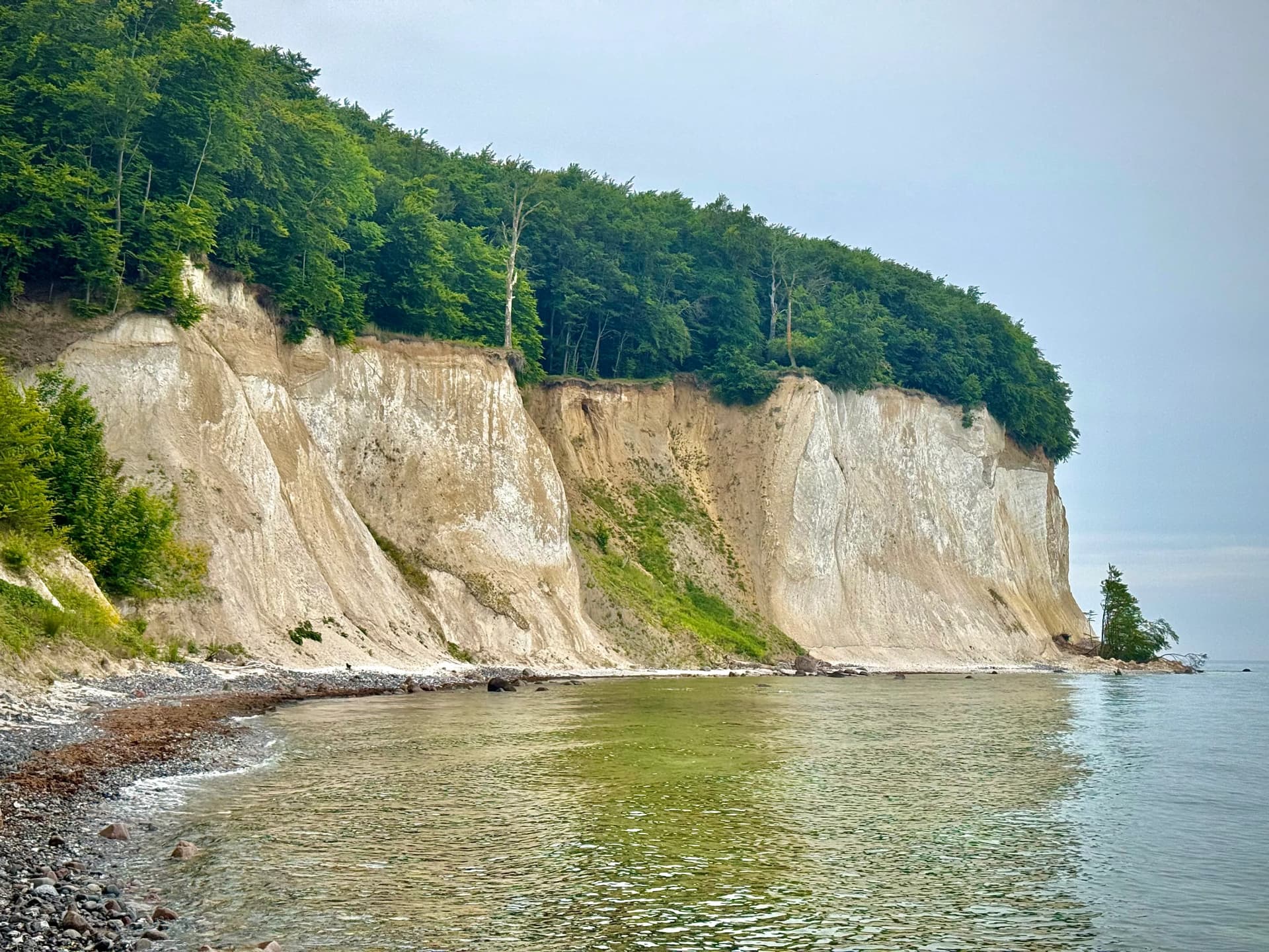 Chalk cliffs and stone beach on the Baltic Sea