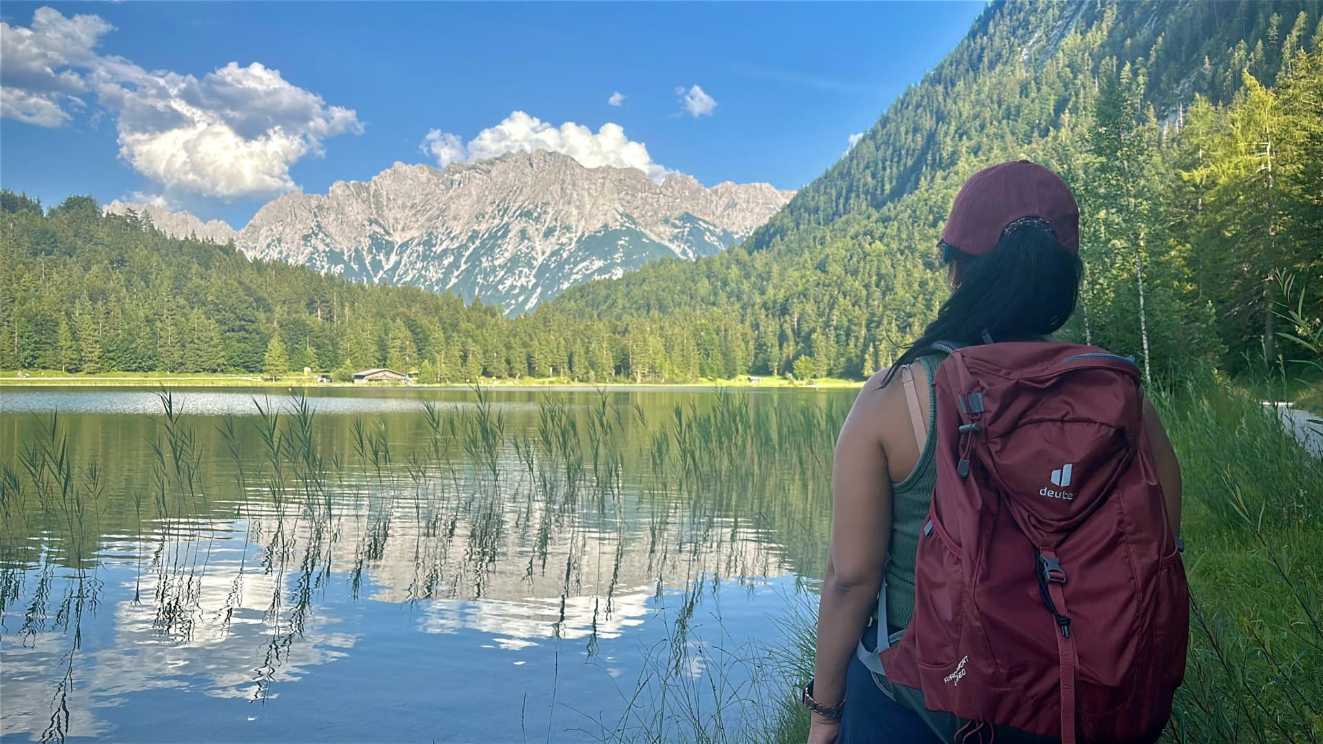 Wide Ferchensee with mountain view