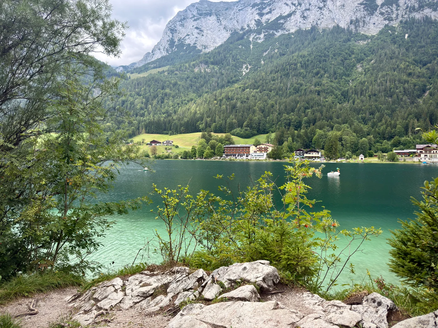 Hintersee with mountains rising behind the lake