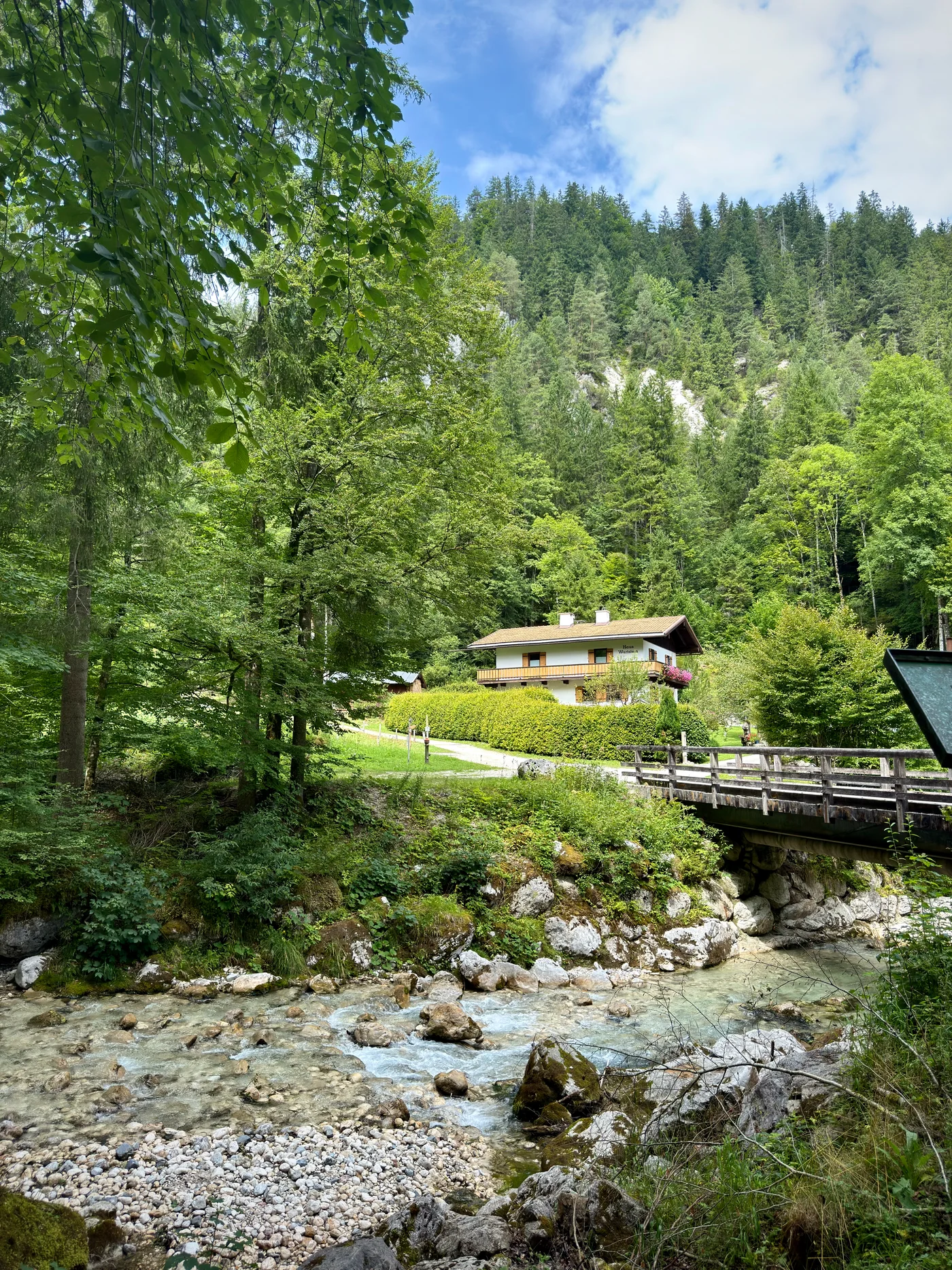 Ramsauer Ache flowing beside the walking path towards Zauberwald