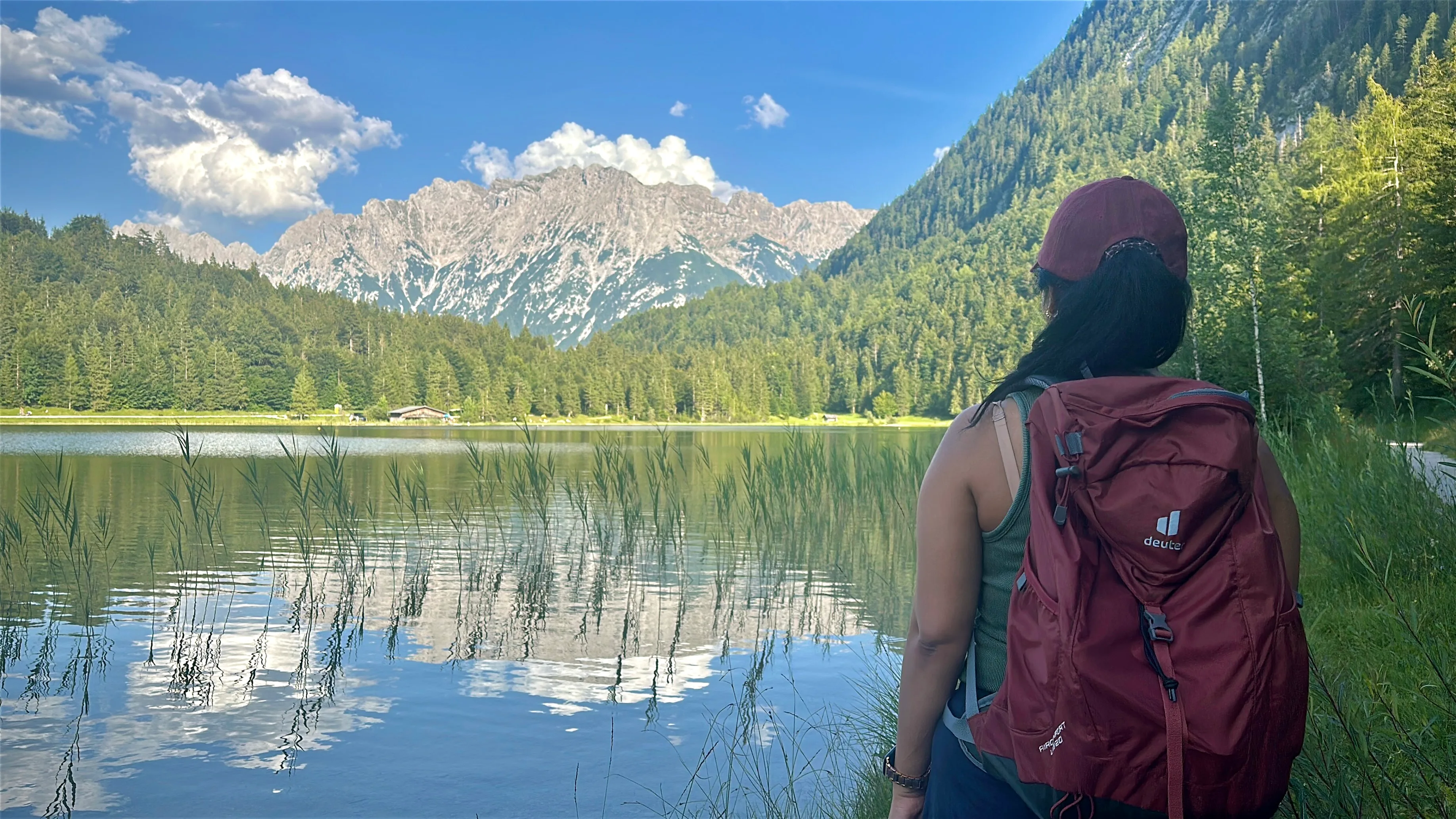 Wide Ferchensee with mountain view