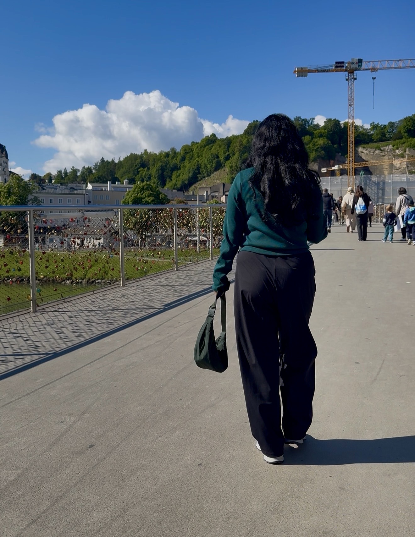 Crossing into Salzburg old town from Marko-Feingold-Steg